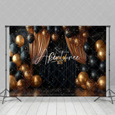 Aperturee - Aperturee Gold Black Curtain Balloons Class of 2025 Backdrop
